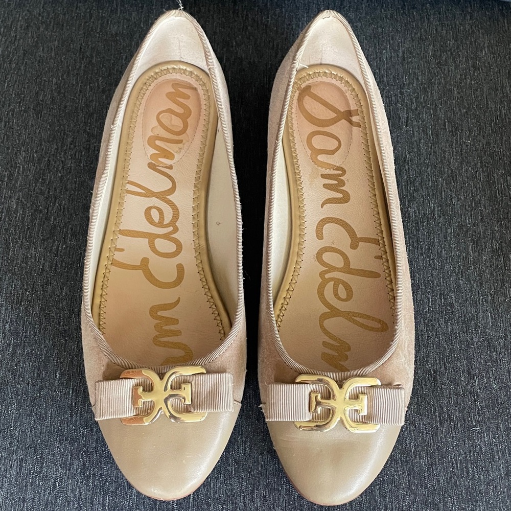 Sam Edelman Mage nude ballet shoes flats ballerinas 10,5 logo  suede leather